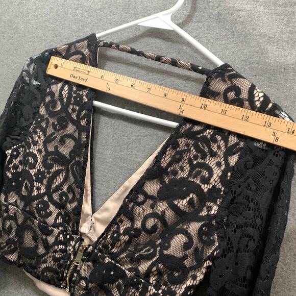 FOREVER 21 Cropped Top Longsleeve Shirt Women Small Black Lace Shirt Ladies - Picture 4 of 6